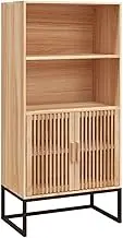 Highboard Storage Cabinet 60x35x125 cm - Engineered Wood & Solid Pine with Iron Frame, Space-Saving Solution for Small Spaces, Bedroom or Living Room