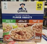 QUAKER OATS INSTANT VARIETY PACK, MAPLE, APPLES, CINNAMON (52 PACKETS) NON-GMO