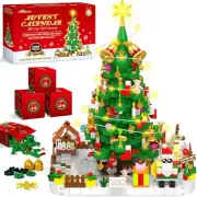 Advent Calendar 2024 Christmas Tree Building Toy Set with LED Light, 24 Days Chr
