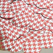 Round Sequin 30mm Red Silver Houndstooth Pattern Metallic