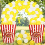 2 Pieces Giant Popcorn Box Cardboard Stand up with 100 Balloons Movie Popcorn...
