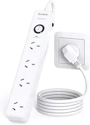 One Beat Power Board Surge Protected, One Switch Control, Power Strip with 1M Extension Cord, 900J Surge Protection, Flat Plug, Wall Mount，Overload Protection，Powerboard for Home Office