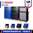 Lockable 17 Drawer Tool Box Trolley Cabinet Storage Cart Garage Organiser New
