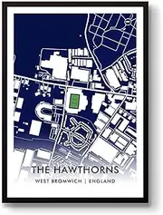 GroundDesigns WEST BROM Football Gift THE HAWTHORNS Stadium Art Map A3 Print West Bromwich Albion WBA