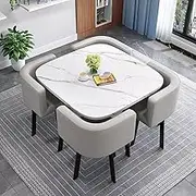 Reception Negotiation Table Set with 4 Chairs - Office Reception Table and Chair Set for Small Conference Room, Coffee Kitchen Dining Table Set for Office Club Room(Square11)