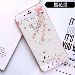 iPhone6s 6 滿版櫻花系列9H鋼化膜手機玻璃保護貼(3入 iPhone6保護貼 iPhone6s保護貼)