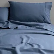 Canningvale Cozi Cotton Home Bedding Sheet w/ Pillowcase Set - Ink Blue