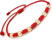 [Generic] Adjustable 7 Knot Bracelet with 18K Gold Plated Beads for Protection, Evil Eye, and Good Luck, Thread/Amulet for Prosperity and Success. Talisman for Women and Men