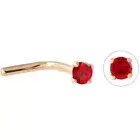 20 Gauge Red Swarovski L-Shape Nose Stud Ring for Women in 14K Yellow Gold -2mm