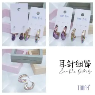 【TANAH】復古時尚 透明款 環氧樹酯款 紫色款/金色款 耳針款 耳環(DE027)