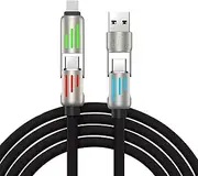 4-in-1 USB C to USB C and to Lightning Cable 1M for iPhone 16 15 14 13 Mini Plus Max,240w Fast Charging Multi Charger Cord with USB-A IOS/Type C for Apple iWatch,MacBook Pro,iPad Air,S24 S23 S22-Black