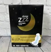 Always Zzz Overnight Pads with Flexi-Wings Size 6 - 10 Count Pads