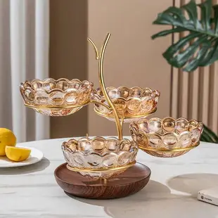 水果盤輕奢高檔干果盤家用客廳茶幾2023新款水晶玻璃中式糖果盒