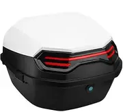 Motorcycle Side Case Hard Case Universal Motorcycle Rear Storage Luggage Motorcycle Tail Box Scooter Boots ABS+PP Case for Full Helmet Storage Organizer Luggage Box Tail Box Back(White)