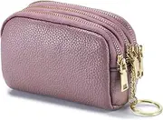 [SKUZA] Wallet,Card Bag,Coin Purse Women Mini Wallet Genuine Leather Change Pouch Household Portable Keys Card Storage Bag Zipper Card Holder (Color : Brown) (Orange) (Color : Light Purple)