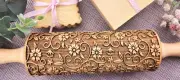 Paisley Embossed Patterned Springerle Rolling Pin Roller for Dough Mold Cookies