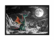 Dinosaur in Space Framed Print Fine Art Poster Print