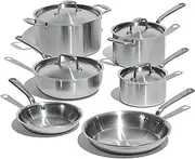 [Made In] Cookware - 10 Piece Stainless Steel Pot and Pan Set - 5 Ply Clad - Includes Stainless Steel Frying Pans, Saucepans, Saucier and Stock Pot W/Lid - Professional Cookware - Crafted in Italy