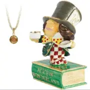 Alice in Wonderland Mad Hatter Pewter Enamel Trinket Box Hidden Treasures
