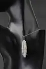 Lias Robertson COUTURE INSPIRED PAVE FEATHER PENDANT Color White #133845