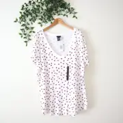 NEW Torrid K Cute Lips V Neck Short Sleeve Cotton Modal White Top Size 2