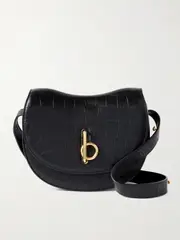 [Burberry] Burberry - Croc-effect Leather Shoulder Bag - Black - One size One size Black