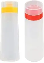 Jilukibo 4 Hole Jam Squeeze Bottle with Cap Lids, 300ml Large Capacity Leak Proof Condiment Squeeze Sauce Bottles for Salad Dressing, Ketchup, Mayonnaise, Olive Oil (2 Pack)