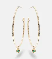 [Octavia Elizabeth] Octavia Elizabeth Nesting Gem Medium 18kt gold hoop earrings with emeralds One Size multicoloured