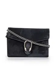Black Suede Dionysus Chain Wallet