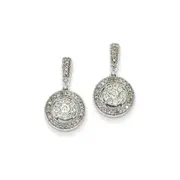 14K White Gold Round Real Diamond Post Earrings