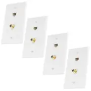 4x Cat5E RJ45 Ethernet & F Type Coax Cable Coupler Wall Plate Gold Plated White