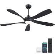 56 Inch Ceiling Fans with Lights Remote/APP Control, 2 Downrods Flush Mount C...