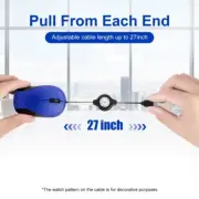 USB C Corded Mouse Retractable Cable Laptops Mouse Corded Mouse Optical Travel