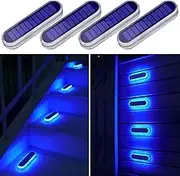 YiLaie Blue Solar Dock Deck Lights Solar Powered Outdoor Waterproof, Stick on Lights for Step Stairs Driveway (4 Pack)