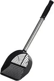 yuksok Metal Cat Litter Scoop Mesh Portable Pet Cleaning Supplies Easy to Clean Sifting Tool Pet Cleaning for Cat Box, Black