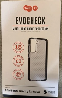 NEW Original Tech21 EVO CHECK Case for Samsung Galaxy S21 FE 5G - SMOKEY BLACK