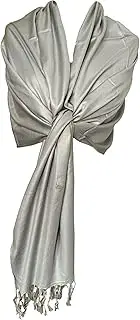 [Purple Possum UK] Purple Possum® Grey Pashmina Wrap Ladies Pewter Fair Trade Shawl Large Plain Scarf Wedding Prom Accessories