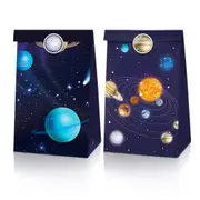 12pcs Outer Space Planets Party Loot Bags - 18pcs Mini Stickers - Universe Galaxy Theme Birthday Party Favour Gift Bags