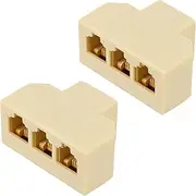 HOMOBABE 2Pcs Socket Splitter Adapter Way Female to Female Converter Landline Telephone Plug Adapter for Easy Connection and Dialing Compact and Lightweight Design