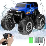 STEMTRON Amphibious Remote Control Car Toys for 3-8 Year Old Boys 2.4 GHz All Terrain Off-Road RC Car Waterproof RC Monster Truck Kids Pool Toys Remote Control Boat Gifts for Kids Boys