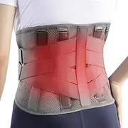 HONGJING Back Support Brace with Heating for Lower Back Pain Relief, Heated Lumbar Compression Belt Built-in 7 Metal Stays 5000mAh Rechargeable Battery, for Herniated Disc & Scoliosis Pain Relief