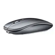 Dual Mode Bluetooth 5.0 + 2.4G Wireless Mute Computer Mouse For Pc Laptop Gray