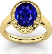 [LMDPRAJAPATIS] 6.25 Carat Caertified Blue Sapphire Birthstone Silver Ring For Girl And Women, Brass, Sapphire