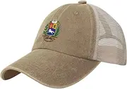 [Generic] National Emblem of Venezuela Cowboy Mesh Baseball Cap for Venezuelan Man Woman Outdoor Adjustable Denim Hat