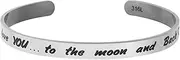 [Qina C] 316L Stainless Steel I Love You To The Moon And Back Adjustable Cuff Bracelet Wristband Bangle