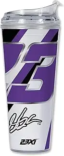 Rico Industries NASCAR Racing Bubba Wallace 24oz Acrylic Tumbler with Hinged Lid, Officially Licensed Double Wall Tumbler with Straw
