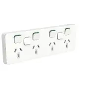 Clipsal Iconic Series 4 Switched Sockets - 2 Gangs - 10 A - Vivid White - 3015/4XXUA-VW