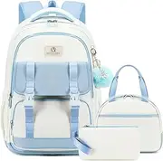 [AO ALI VICTORY] Backpack for Girls Women Laptop Travel Backpacks Campus Bookbag Kids Elementary School Bag with Lunch Box Set