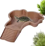Turtle Water Pool - Tortoise Water Dish with Ladder | Aquarium Ornament, Turtle Pool for Bearded Dragon, Frog, Turtle, Gecko