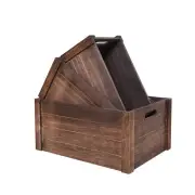 Farmhouse Antique Black Wooden Crate for StorageRustic Decorative BoxesSet of